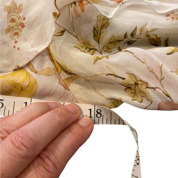 Zara Cream Fall floral chiffon ruffle wrap dress Fairycore Boho western feminine - Picture 12 of 16